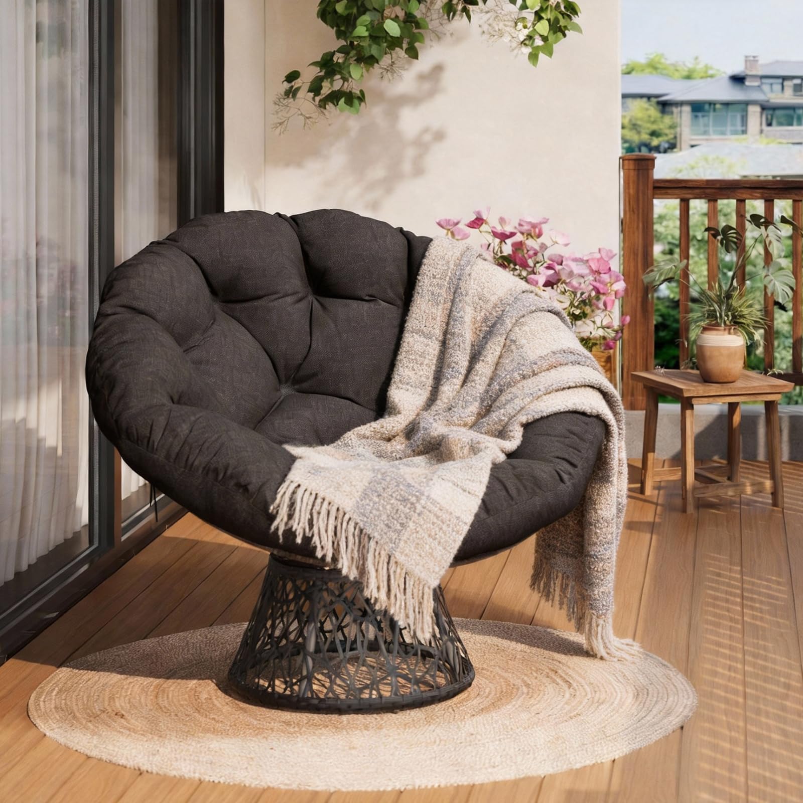 Fauteuil Papasan Garvee pivotant au style bohème