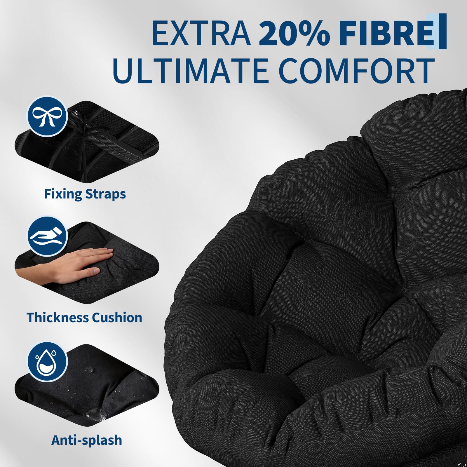 Coussin épais et moelleux pour fauteuil Papasan Garvee
